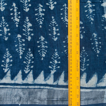 Indigo Blue Linen Saree WIth Silver Zari For Office Wear PL 2094