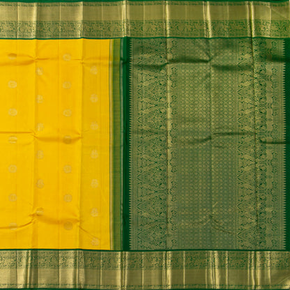 Yellow And Green Kanchipuram Silk Saree For Bridal Wear PV NYC 1939