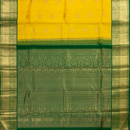 Yellow And Green Kanchipuram Silk Saree For Bridal Wear PV NYC 1939