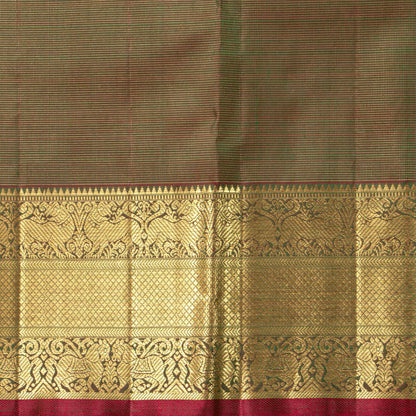 Manthulir Green Kanchipuram Silk Saree For Bridal Wear PV NYC 1972