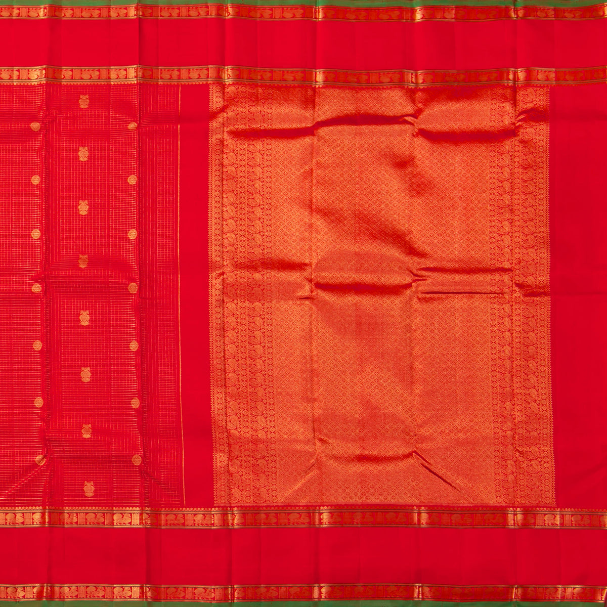 Red Kanchipuram Silk Saree For Bridal Wear PV NYC 2048