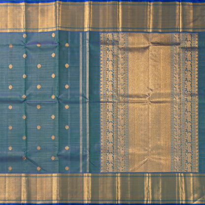 Mayilkazhuthu Blue Kanchipuram Silk Saree Vairaoosi For Bridal Wear PV NYC 1954