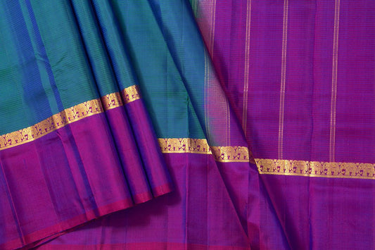 Mayilkazhuthu Blue And Magenta Kanchipuram Silk Saree Light Weight For Festive Wear PV KNN 201 - Silk Sari - Panjavarnam