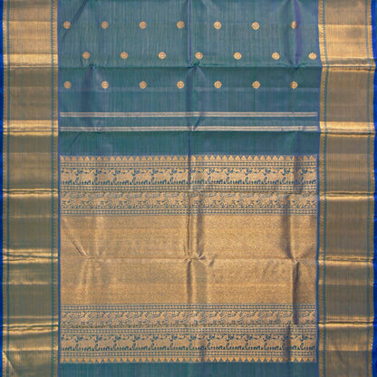 Mayilkazhuthu Blue Kanchipuram Silk Saree Vairaoosi For Bridal Wear PV NYC 1954