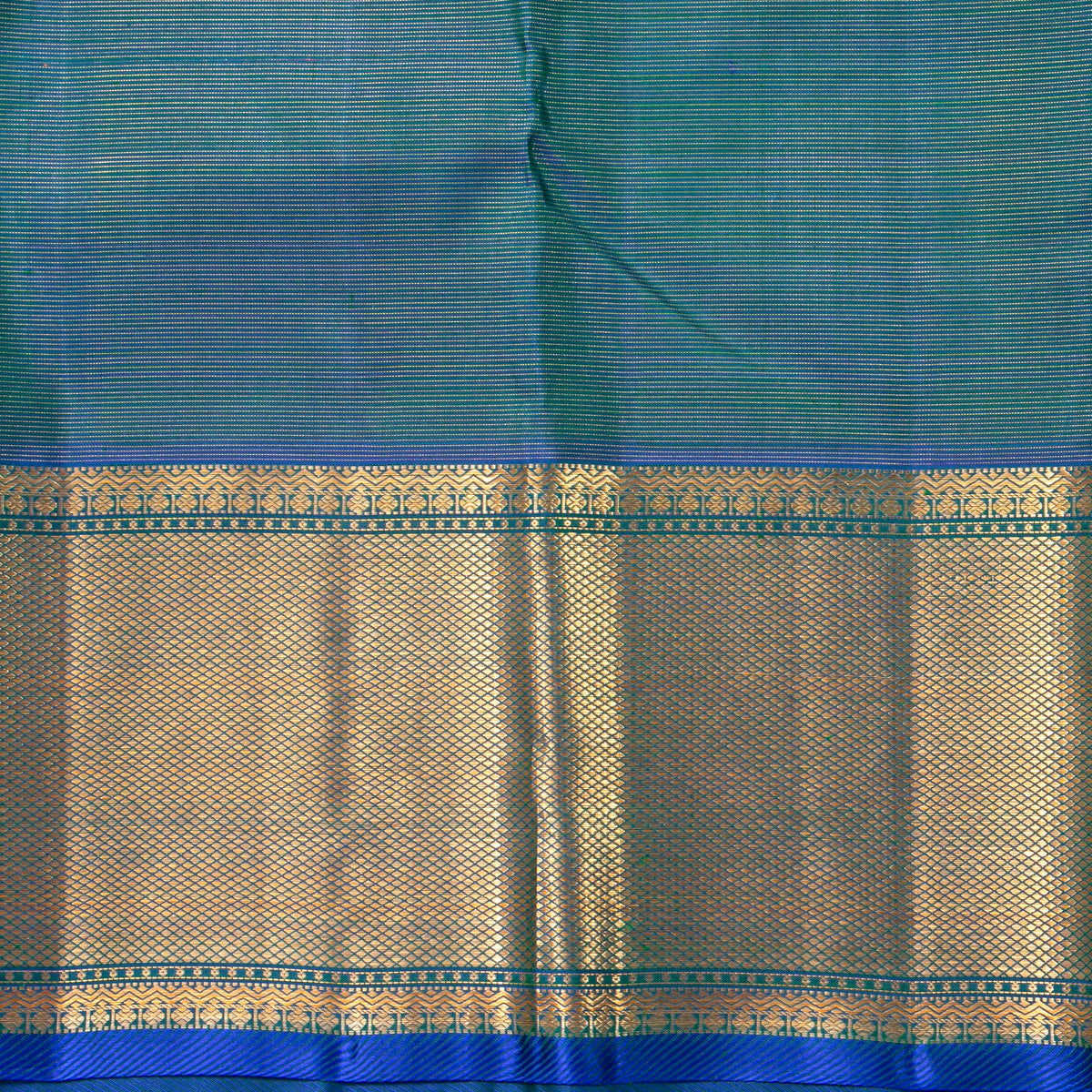 Mayilkazhuthu Blue Kanchipuram Silk Saree Vairaoosi For Bridal Wear PV NYC 1954