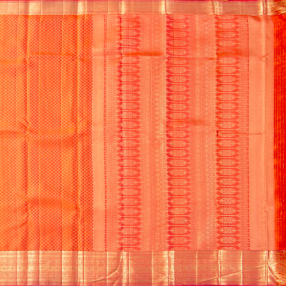 Orange Kanchipuram Silk Saree No Zari For Festive Wear PV NYC 1994