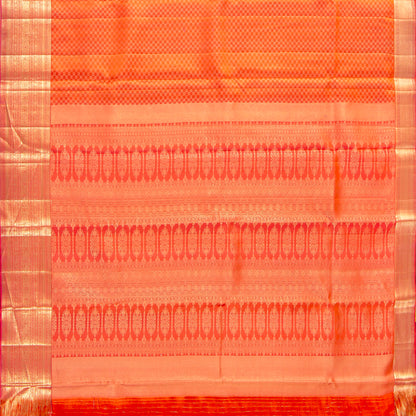 Orange Kanchipuram Silk Saree No Zari For Festive Wear PV NYC 1994
