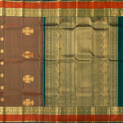 Manthulir Green Kanchipuram Silk Saree For Bridal Wear PV NYC 2041