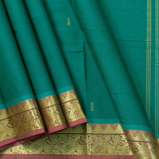 Green Chettinad Cotton Saree PV SK CC 236 - Cotton Saree - Panjavarnam PV SK CC 236