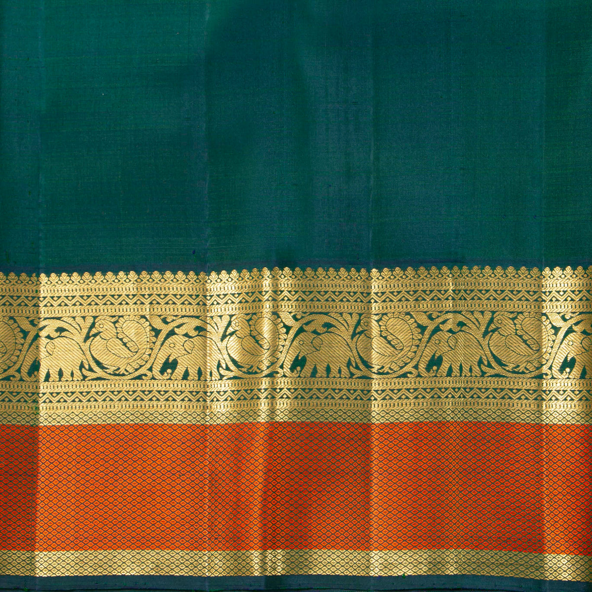 Manthulir Green Kanchipuram Silk Saree For Bridal Wear PV NYC 2041