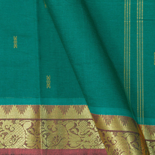 Green Chettinad Cotton Saree PV SK CC 236 - Cotton Saree - Panjavarnam PV SK CC 236
