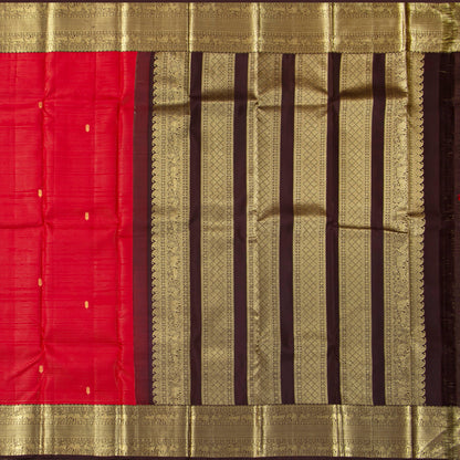 Red And Brown Kanchipuram Silk Saree For Bridal Wear PV NYC 2036