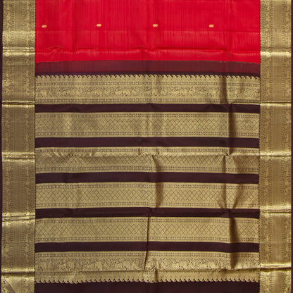 Red And Brown Kanchipuram Silk Saree For Bridal Wear PV NYC 2036