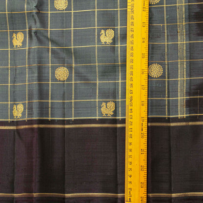 Grey And Brown Kanchipuram Silk Saree For Festive Wear PV 2069