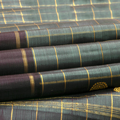 Grey And Brown Kanchipuram Silk Saree For Festive Wear PV 2069