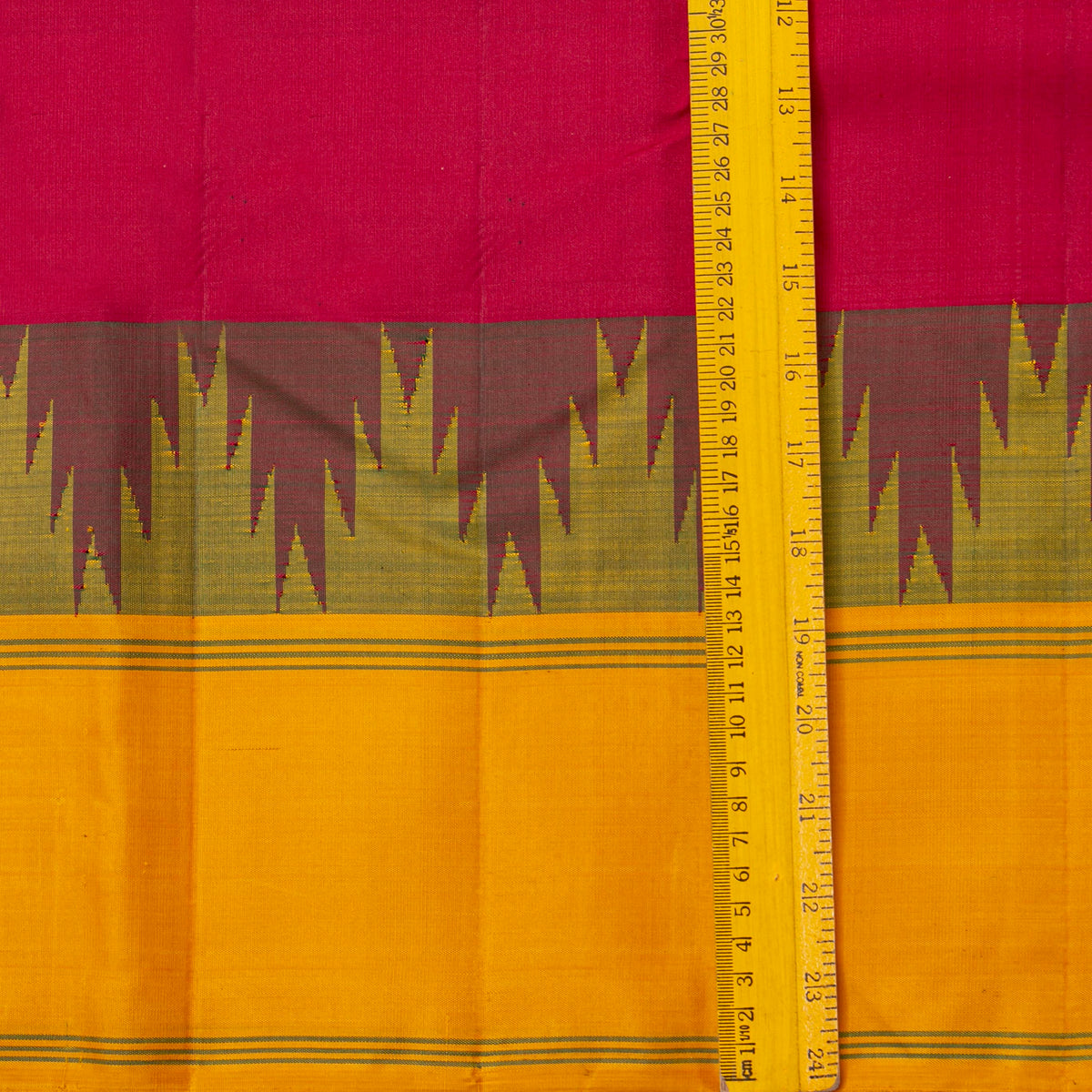 Red Ganga Jamuna Temple Border Kanchipuram Silk Saree For Festive Wear PV 2074