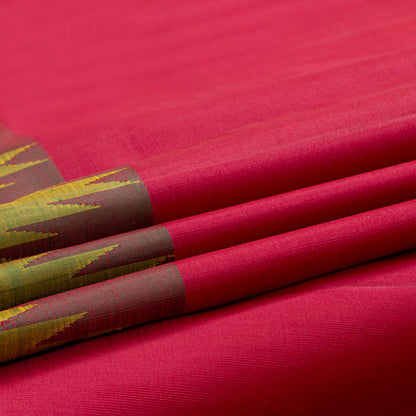 Red Ganga Jamuna Temple Border Kanchipuram Silk Saree For Festive Wear PV 2074