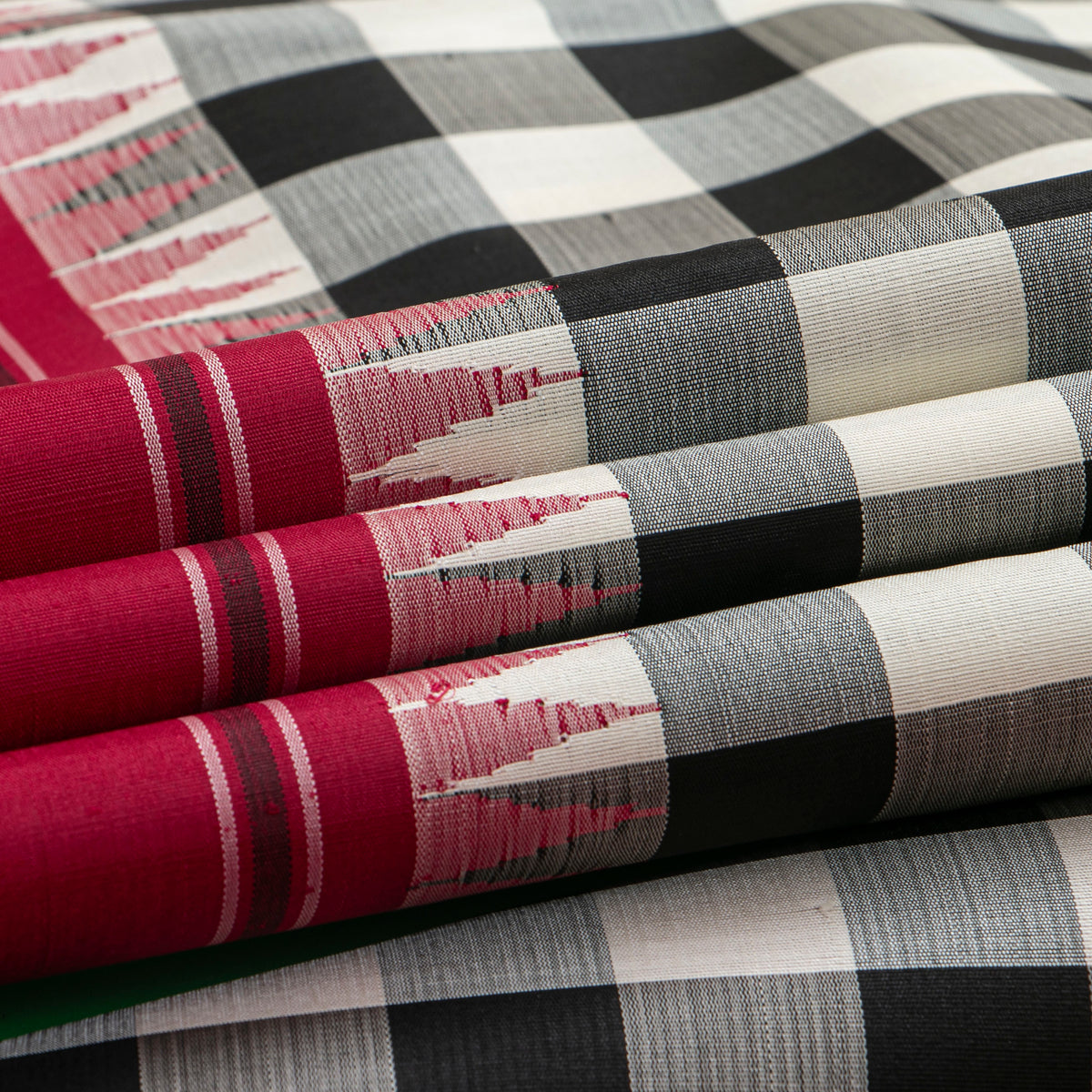 Black And White Checks No Zari Kanchipuram Silk Saree For Festive Wear PV NYC 2071
