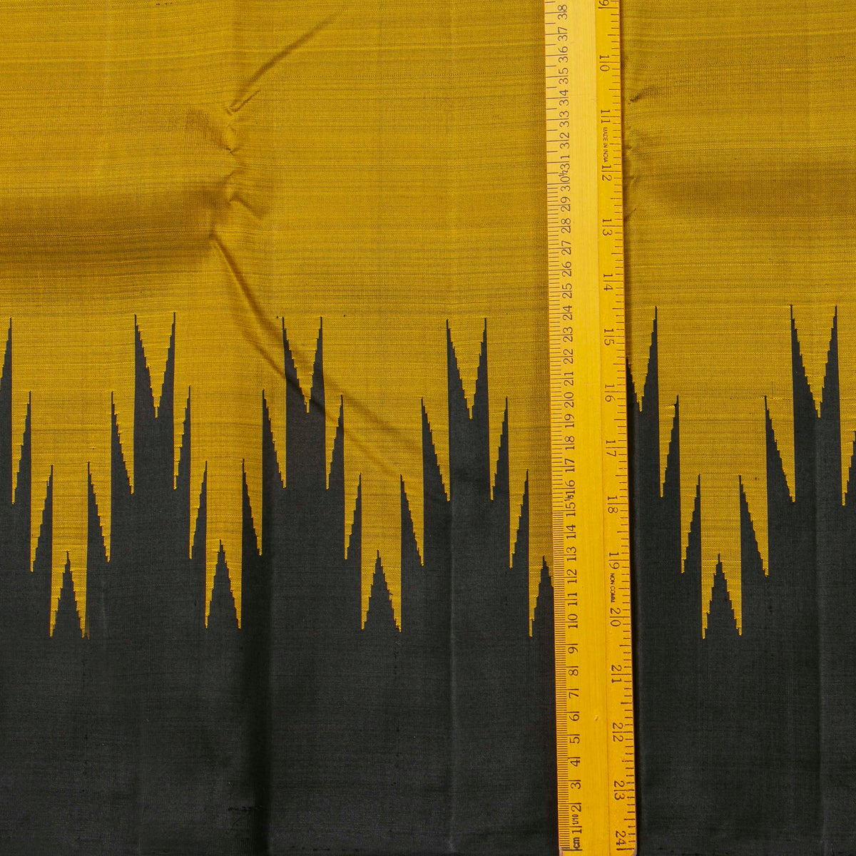 Mustard And Black Thazampoo Border Kanchipuram Silk Saree For Festive Wear PV NYC 2070