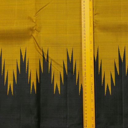 Mustard And Black Thazampoo Border Kanchipuram Silk Saree For Festive Wear PV NYC 2070