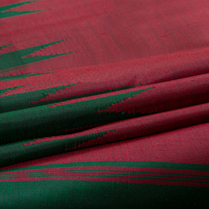 Red And Green Thazampoo  Border Kanchipuram Silk Saree For Festive Wear PV NYC 2075