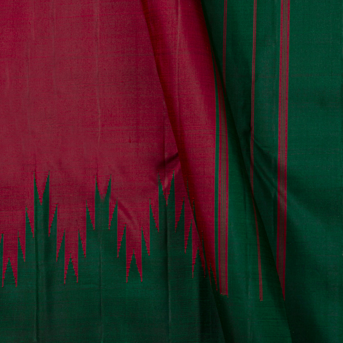 Red And Green Thazampoo  Border Kanchipuram Silk Saree For Festive Wear PV NYC 2075
