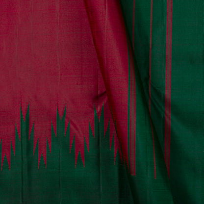 Red And Green Thazampoo  Border Kanchipuram Silk Saree For Festive Wear PV NYC 2075