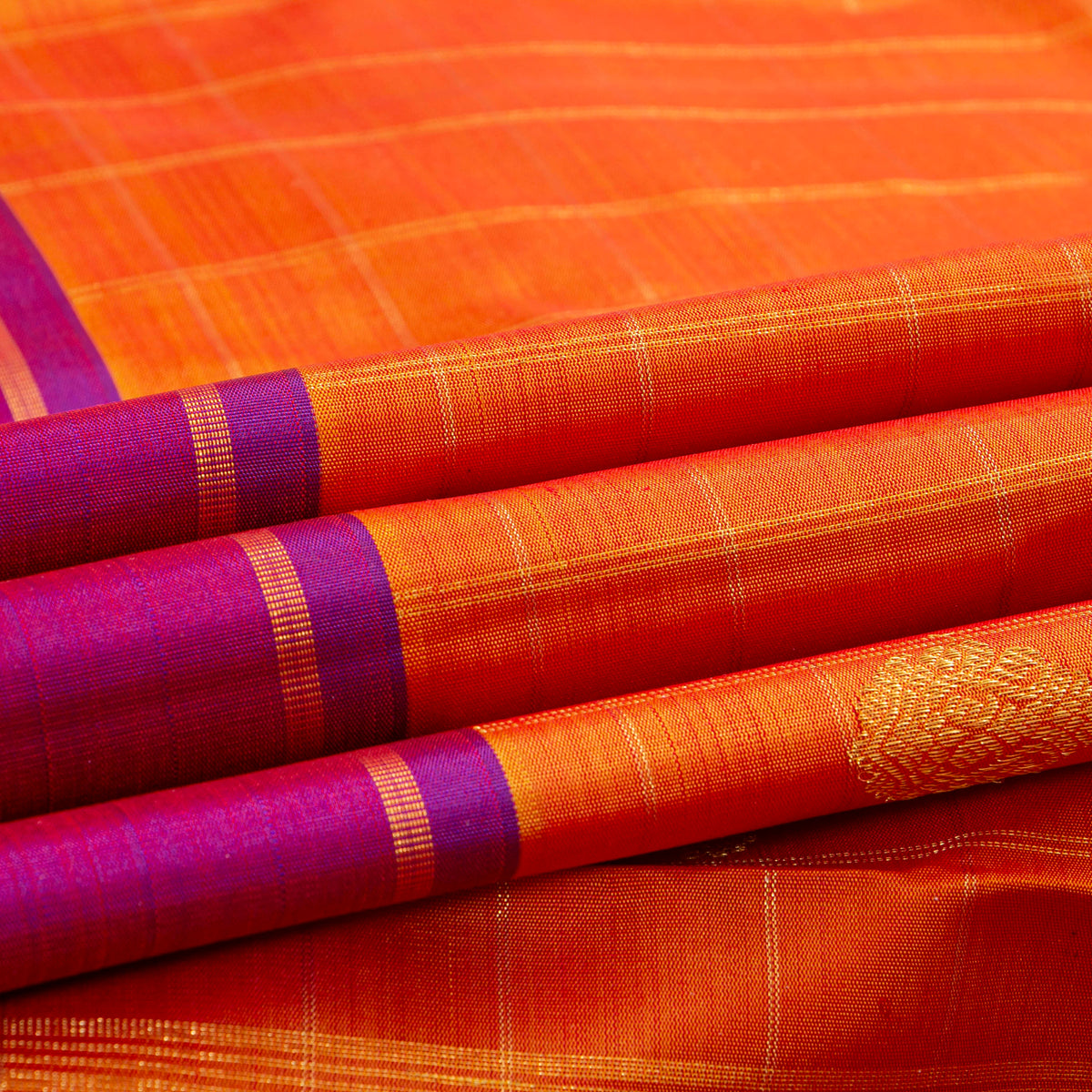 Orange And Magenta Kanchipuram Silk Saree For Festive Wear PV NYC 2066