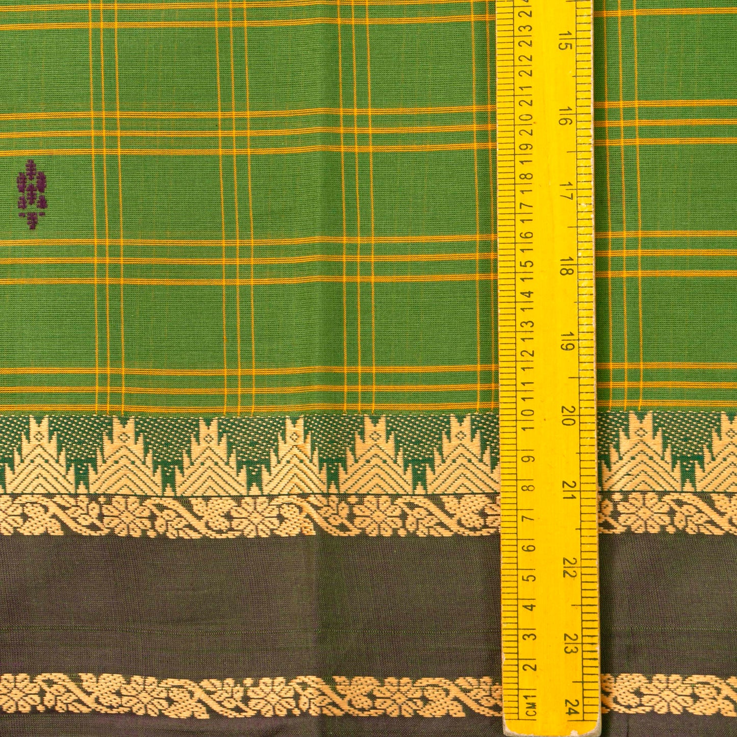 Green And Brown Handwoven Chettinad Cotton Saree With ZARI For Summer Wear PV SK CC 255