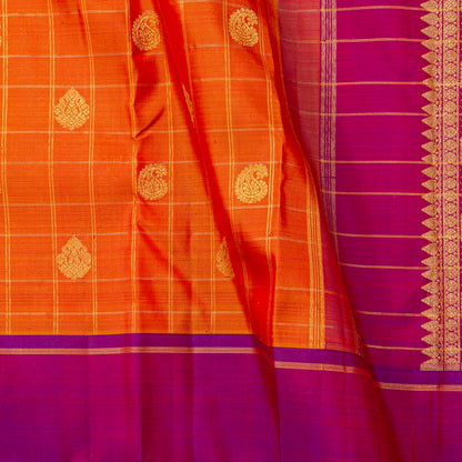 Orange And Magenta Kanchipuram Silk Saree For Festive Wear PV NYC 2066
