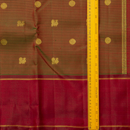 Manthulir Green And Red Kanchipuram Silk Saree For Festive Wear PV 2067