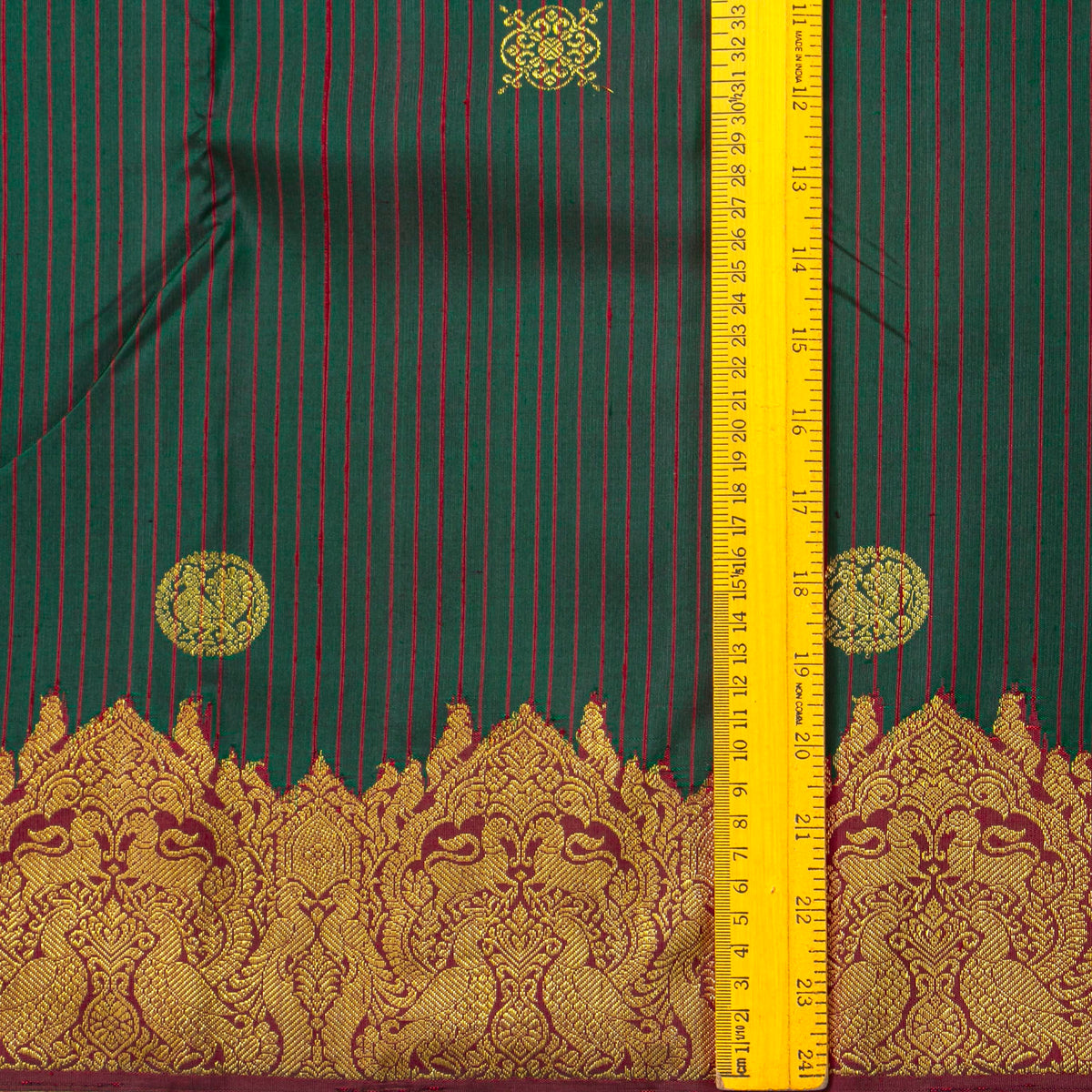 Green And Maroon Kanchipuram Silk Saree For Festive Wear PV NYC 2001