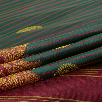 Green And Maroon Kanchipuram Silk Saree For Festive Wear PV NYC 2001