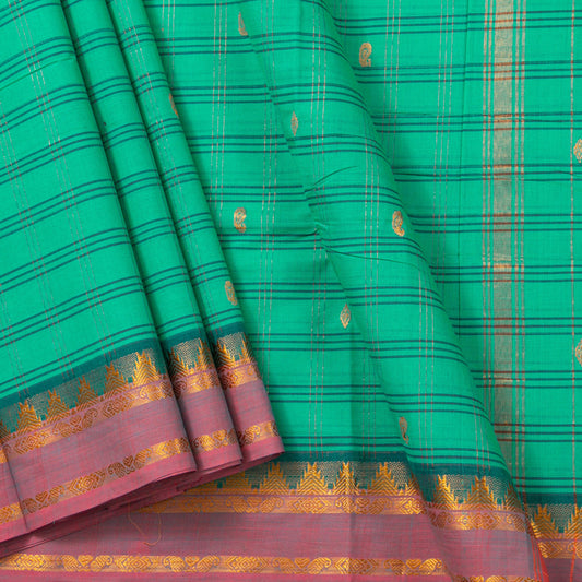 Sea Green And Mauve Chettinad Cotton Saree PV SK CC 256