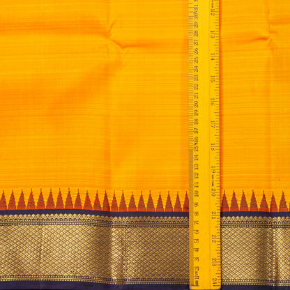Yellow And Navy Blue Kanchipuram Silk Saree For Festive  Wear PV NYC 1958