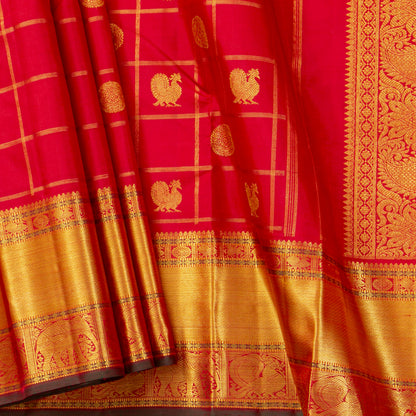 Red Kanchipuram Silk Saree For Wedding Wear PV NYC 2021