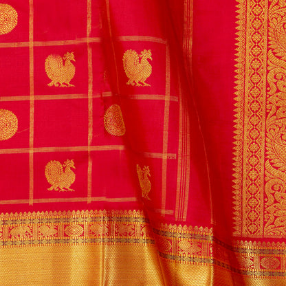 Red Kanchipuram Silk Saree For Wedding Wear PV NYC 2021