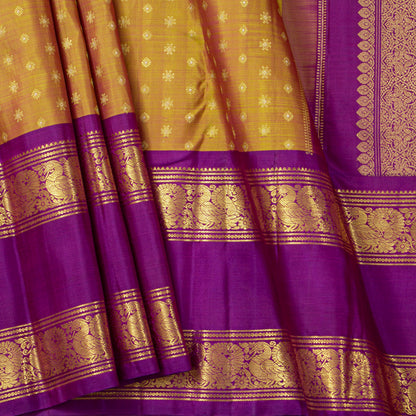 Mustard And Magenta Kanchipuram Silk Saree For Festive Wear PV NYC 1981
