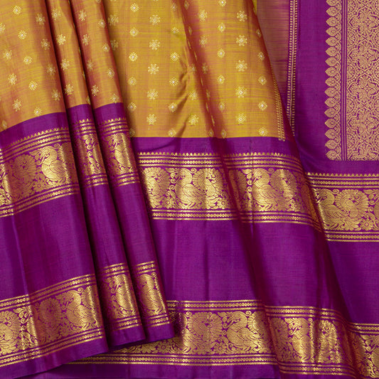 Mustard And Magenta Kanchipuram Silk Saree For Festive Wear PV NYC 1981