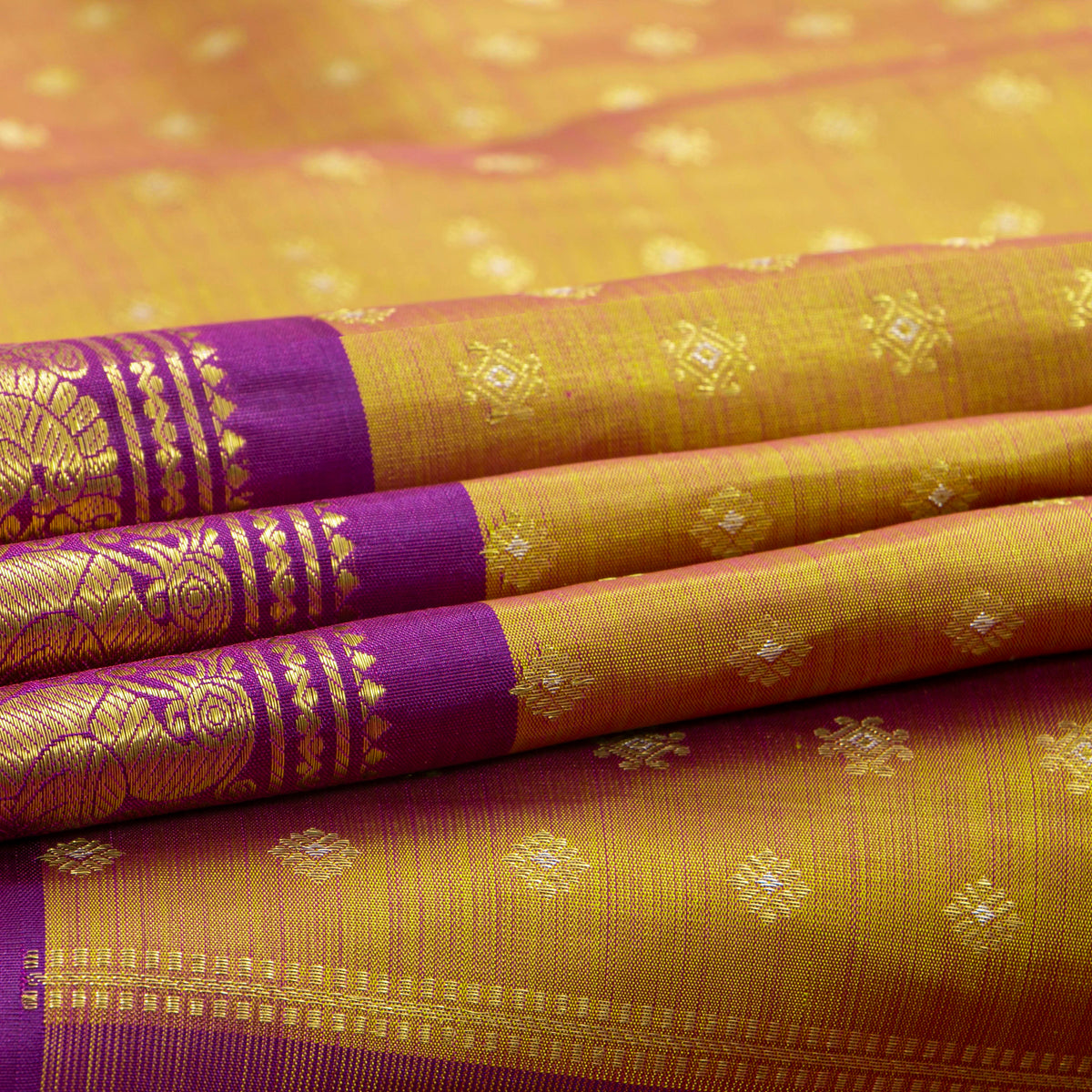 Mustard And Magenta Kanchipuram Silk Saree For Festive Wear PV NYC 1981