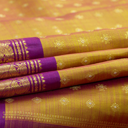 Mustard And Magenta Kanchipuram Silk Saree For Festive Wear PV NYC 1981