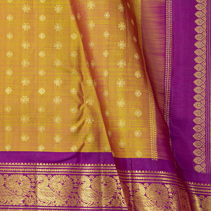 Mustard And Magenta Kanchipuram Silk Saree For Festive Wear PV NYC 1981