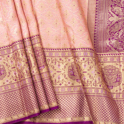 Pink And Magenta Kanchipuram Silk Saree For Festive Wear PV NYC 1986