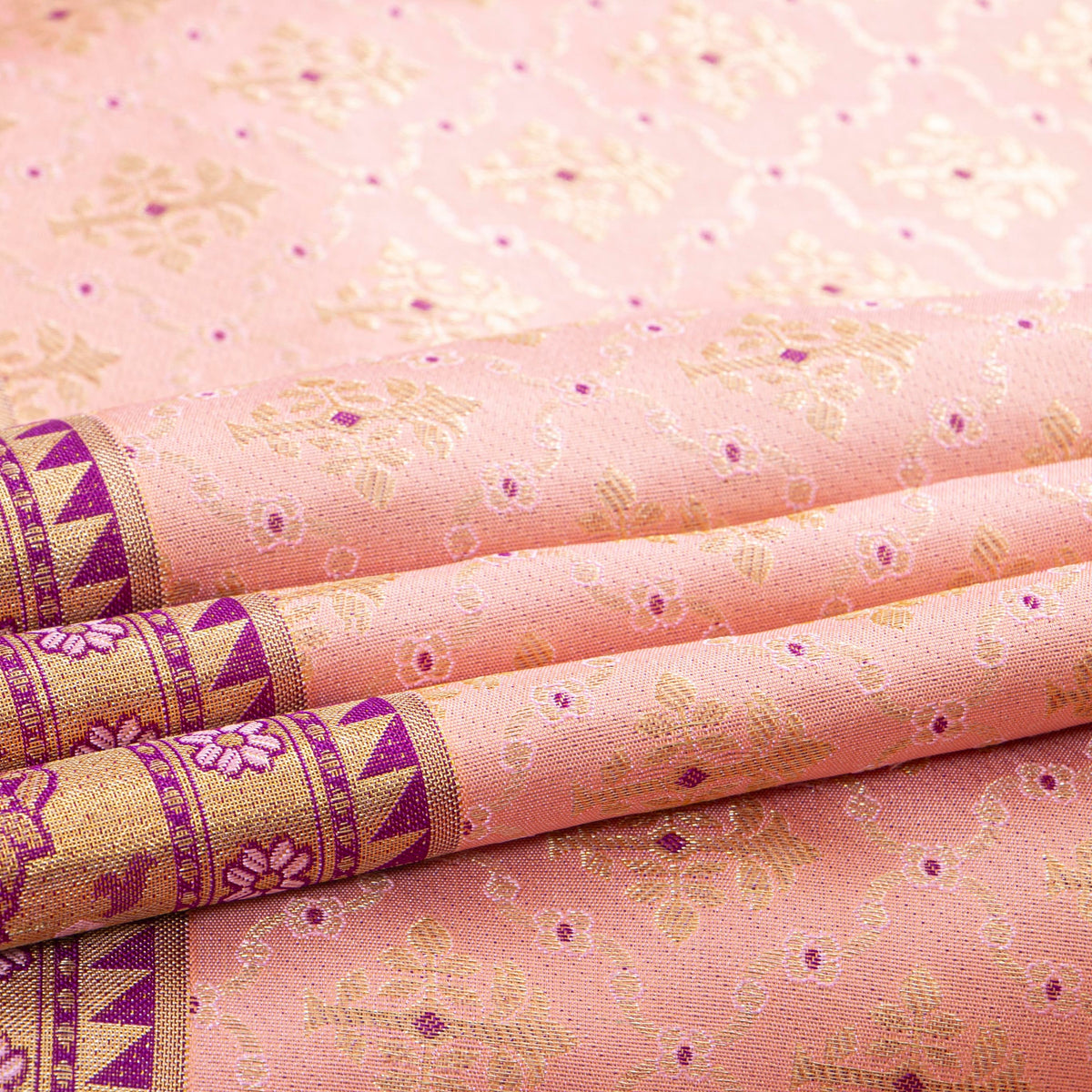 Pink And Magenta Kanchipuram Silk Saree For Festive Wear PV NYC 1986