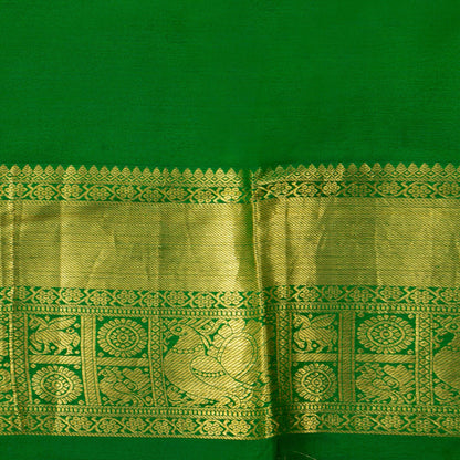 Aqua Blue And Green Handpainted Kalamkari Kanchipuram Silk Saree For Festive Wear SRK KK 107