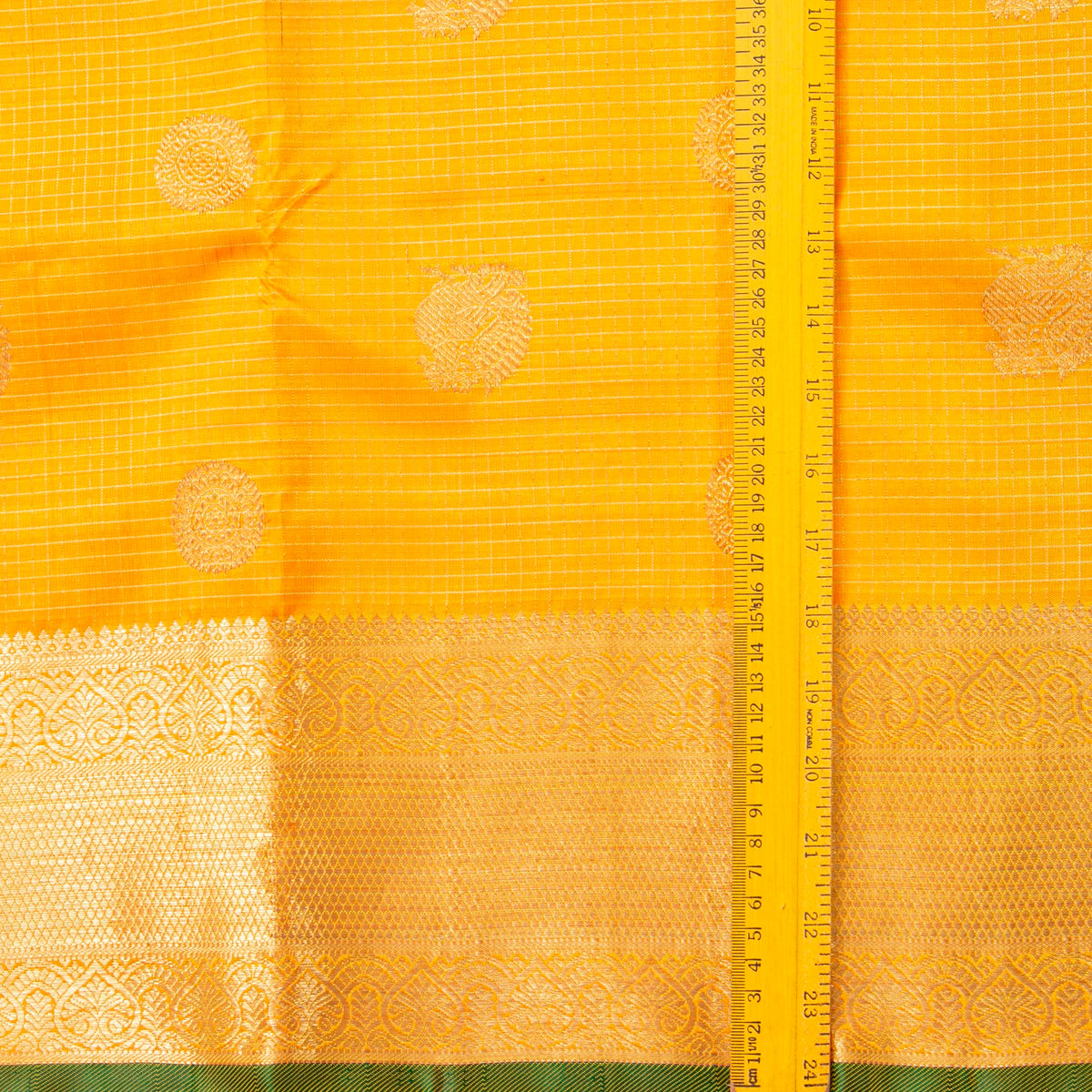 Yellow Kanchipuram Silk Saree For Festive Wear PV NYC 2002