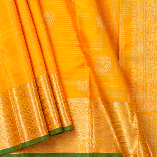 Yellow Kanchipuram Silk Saree For Festive Wear PV NYC 2002