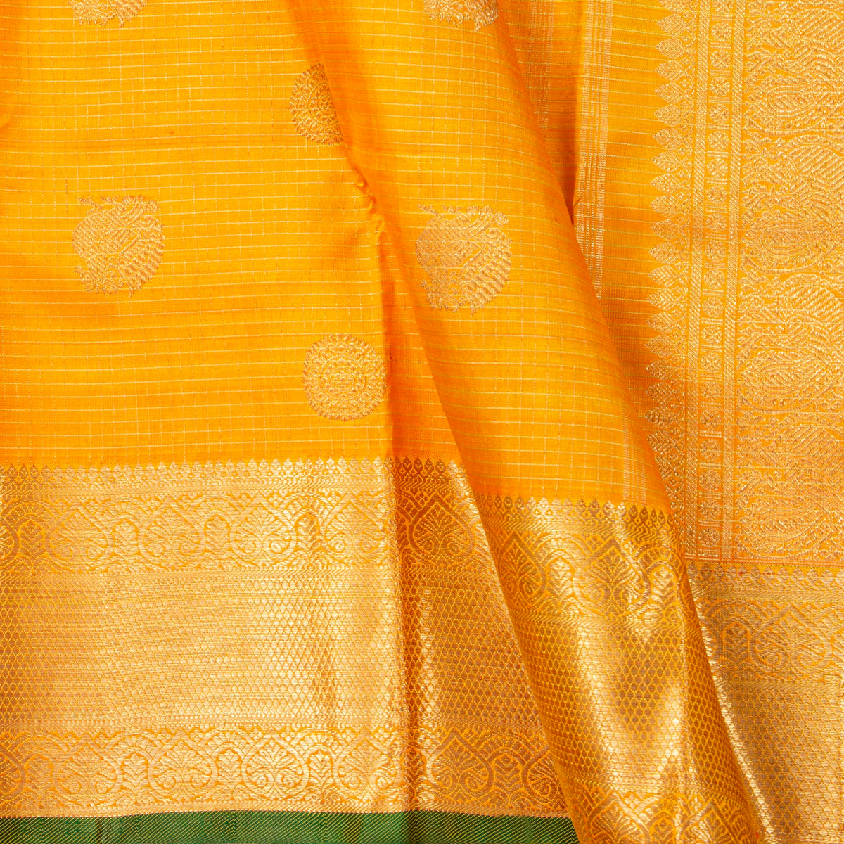 Yellow Kanchipuram Silk Saree For Festive Wear PV NYC 2002