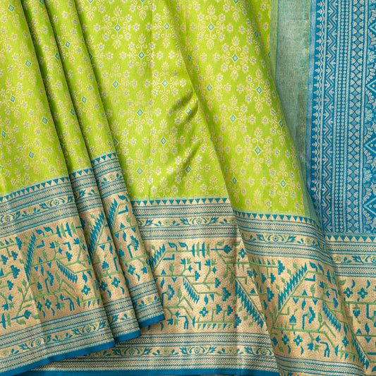 Green And Blue Kanchipuram Silk Saree For Wedding Wear PV NYC 2040