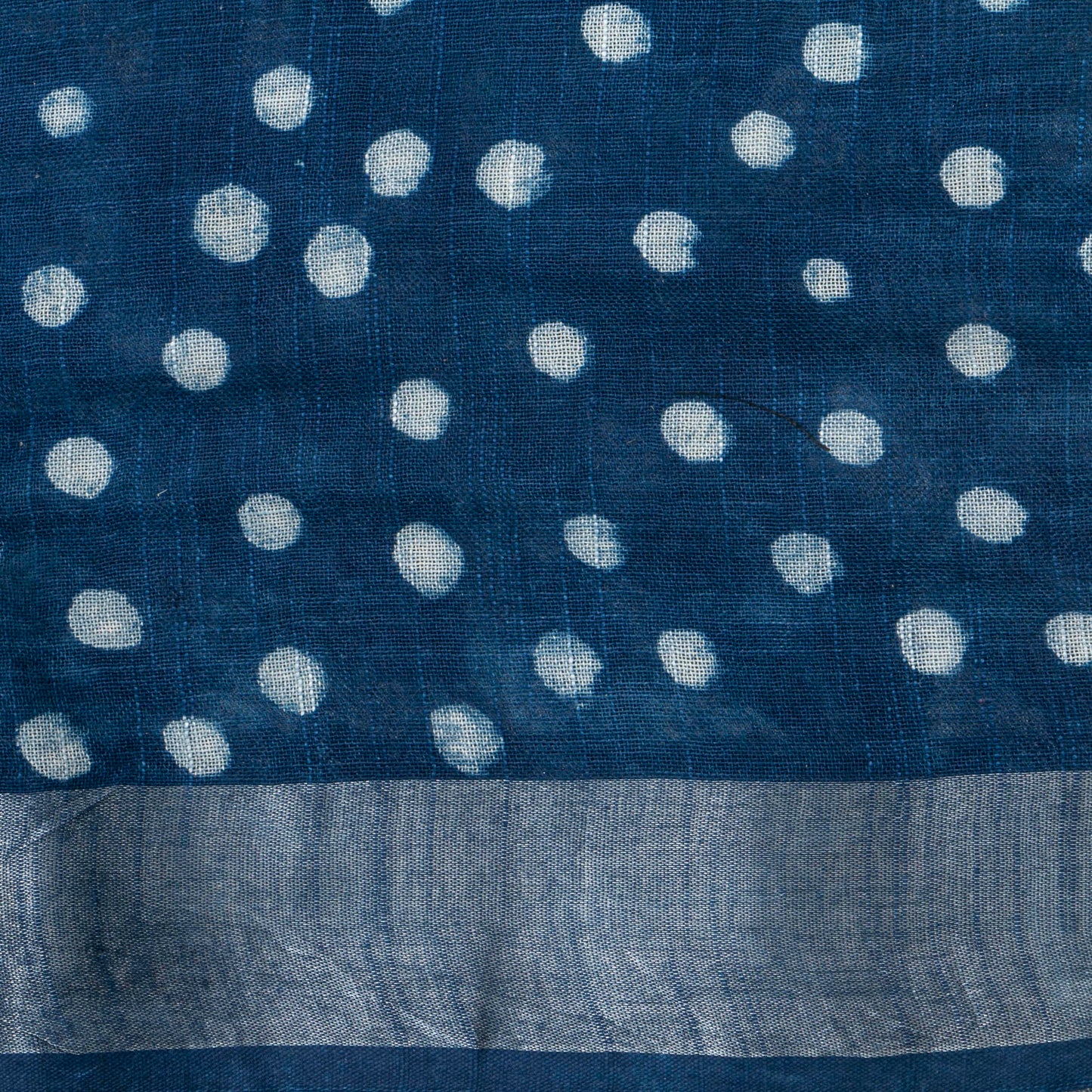 Indigo Blue Linen Saree WIth Silver Zari For Office Wear PL 2094